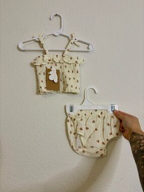 Angel Dear Cream Floral Smocked Tank & Bloomer Set